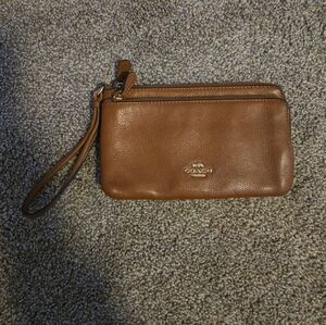 Coach Brown Leather Wristlet